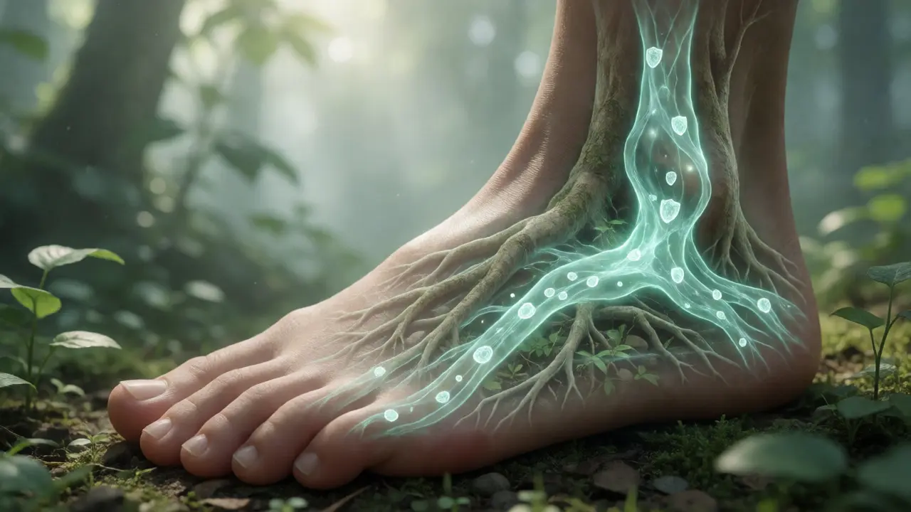 Konzeptuelle Darstellung des Lymphsystems im Fuß