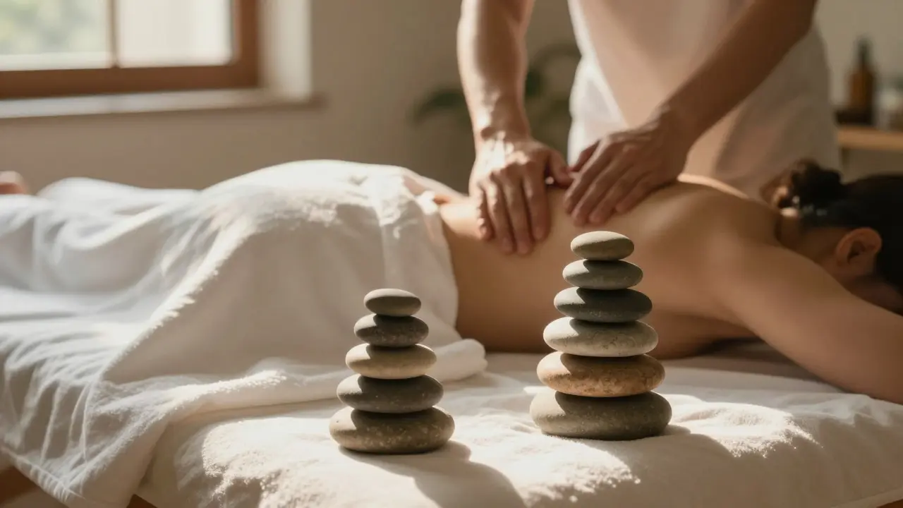 Therapeutische Atmosphäre mit Symbolik für die zehn Rolfing-Sitzungen